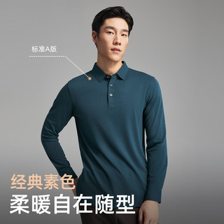 雅戈尔长袖POLO衫男士含羊毛混纺面料柔软舒适黑色VLYM519960ACA S