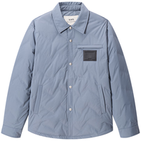 GXG男装 皮标装饰衬衫式轻薄羽绒服男保暖通勤羽绒服 24冬季新品 蓝色