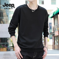 JEEP SPIRIT吉普卫衣男春秋季素版内搭打底衫长袖t恤男装 黑色 XL 120-135斤