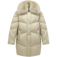 太平鸟女装冬季毛领中长款羽绒服保暖面包服A1ACD4538 浅绿 M 160