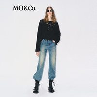 MO&Co.【SMILEY联名】毛衣流苏镂空笑脸空针针织衫MBE4SWT050 黑色 XS