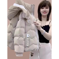 妍莉芬(yanlifen)短款羽绒棉服女外套棉袄加绒加厚宽松派克服女装