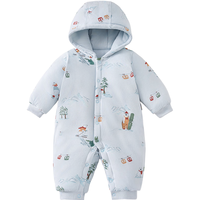 童泰（TONGTAI）婴儿连体衣冬季纯棉夹棉宝宝衣服儿童休闲外出加厚连帽爬服