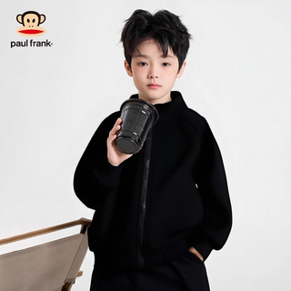 大嘴猴（paul frank）童装儿童外套2025秋冬款中大童舒适休闲保暖拉链加绒上衣 黑色 140