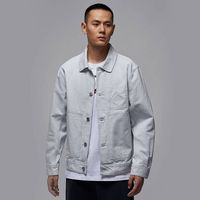 NIKE耐克外套男子Jordan灰白牛仔服做旧复古排扣夹克 IB3002-006