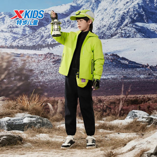 特步（XTEP）儿童【小彩壳】风衣秋冬男女童三防保暖锁温户外防风防水运动外套 生态绿 110