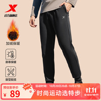 特步钜惠卫衣百搭上衣宽松休闲打底衫卫衣卫裤运动服长袖t恤衫 正黑色-冬季加绒 XL