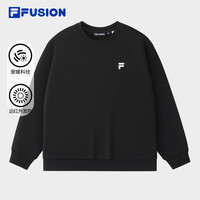 FILA FUSION斐乐潮牌款套头加绒卫衣2025秋休闲宽松上衣 【加绒】正黑色-BK 170/92A/M