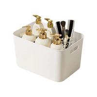 稻草熊桌面收纳盒零食化妆品杂物收纳筐家用厨房整理盒衣柜储物篮筐盒子 白色小号 21*14*8cm 升级加厚-无盖款