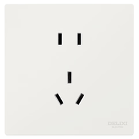 德力西（DELIXI）295超薄哑光磨砂大板 86型墙壁电源正五孔 汉玉白 10只装 86*88mm 10A