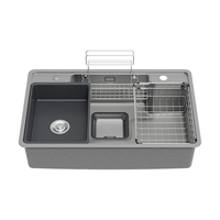 九牧（JOMOO）不锈钢纳米灰多功能大单槽夹渣收纳水槽洗菜盆80*48无龙头06561C 长方形 800*480*235