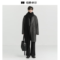 伯爵卓尔【骆驼绒山羊绒】高端羊毛呢大衣男士中长款 M (170) 高级灰 【常规款-无内胆】