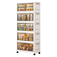 纳份爱折叠收纳柜加厚客厅零食储物柜卧室床头置物柜衣物整理箱宝宝衣柜 40面宽 灰透 5层