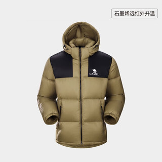 骆驼（CAMEL）户外羽绒服600蓬加厚面包服 番木棕/幻影黑 M