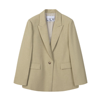 LILY零压西装宽松休闲松弛感通勤精致高级感西装外套女 301绿色 S