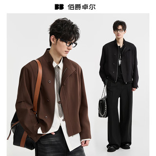 伯爵卓尔 Earl Joel【新中式老钱风】立领短款夹克外套男士 B531443 可可棕 S (165)