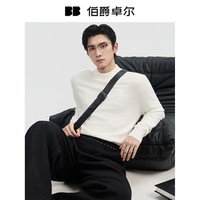 伯爵卓尔莱丽绒透气针织衫男士莱赛尔羊毛混纺半高领毛衣男 奶茶色 【莱丽绒-内里薄绒】 2XL (185)