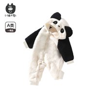 小猪大卫 PECODAVID可爱耳朵连体衣秋冬毛绒婴幼儿爬服保暖居家外出服 可爱熊猫 73cm