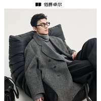 伯爵卓尔骆驼绒羊毛混纺双面呢大衣男士中长款 摩卡色 【净色】 3XL (190)