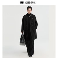 伯爵卓尔骆驼绒羊毛混纺双面呢大衣男士中长款月夜黑 【净色】 M (170)