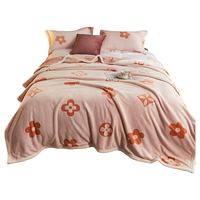 洁丽雅（Grace）A类牛奶绒毛毯冬季加绒加厚午睡毯被子绒毯 四叶桔 180cm*200cm