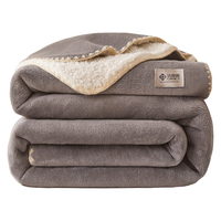 洁丽雅（Grace）加绒加厚羊羔绒毛毯冬季保暖毛毯被空调毯沙发盖毯午睡毯 烟墨灰 150cm*200cm