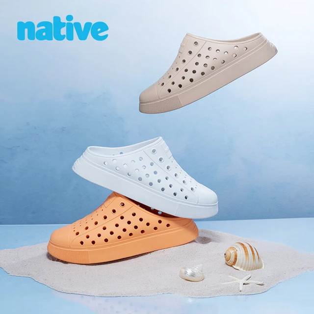 nativeclog厚底纯色女士洞洞鞋户外沙滩凉鞋