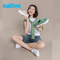 nativeJefferson hi厚底纯色女士洞洞鞋户外沙滩凉鞋 白色|黑线 36