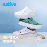 nativeJefferson hi厚底纯色女士洞洞鞋户外沙滩凉鞋 白色|白线 38