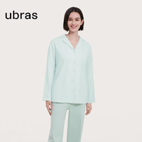 ubras全棉系列纯色开襟家居服睡衣女长袖长裤套装款软棉棉 M 蛋黄流沙色