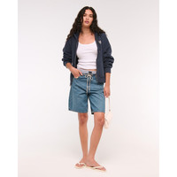 Abercrombie & Fitch女装美式抓绒字母LOGO拉链开衫连帽卫衣152-5249