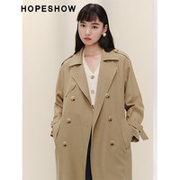 高级感长款风衣系带翻领宽松休闲外套 卡其 S