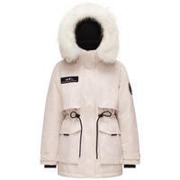 波司登（BOSIDENG）极寒鹅绒杨紫同款新年红色羽绒服女收腰毛领短款厚外套B40142312 冰花咖9BM4 XS 155/80A 体重约110以内