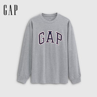 GAP男女装字母logo圆领纯棉长袖T恤宽松上衣788456