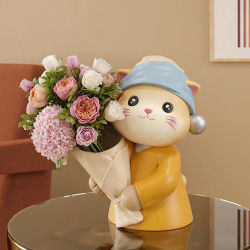 瑜品佳 UPINGJIA 花瓶摆件艺术猫捧花 门口玄关客厅插花轻奢电视柜家居装饰 猫咪捧花摆件（不带花）