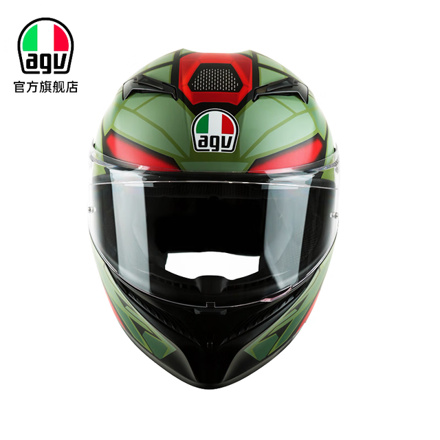 AGV K3摩托车头盔双镜片全盔四季机车骑行多功能防护通勤跑盔 DECEPT MATT BLACK/绿/红 XL
