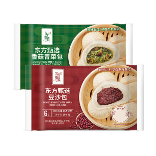 东方甄选早餐大包子4袋装480g/6只 香菇青菜包*1+豆沙包*1 速冻半成品