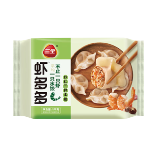 三全 虾多多虾仁三鲜水饺1kg50只 虾饺速食食品蒸饺煎饺早餐半成品