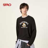 SPAO圆领超细旦长袖T恤男2025冬季双面绒保暖内搭打底衫SPCX25SG02XY 黑#明星伍迪白 S