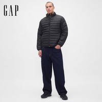 Gap 男装logo拉链立领棉服外套轻薄保暖美版790583 黑色 M