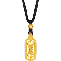 周六福九华山联名金刚杵黄金吊坠 A0414660 黑绳 约6.46g