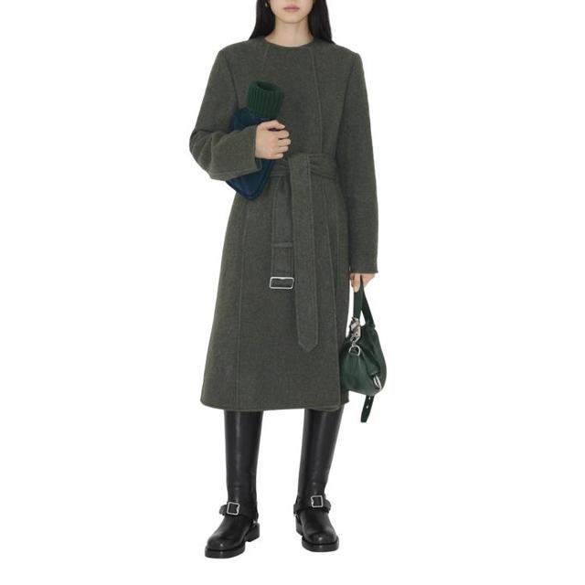 BURBERRY 100%绵羊毛 女式直筒大衣外套