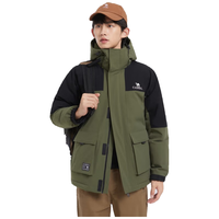 CAMEL骆驼工装羽绒服连帽加厚保暖短款防寒防水外套