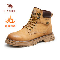 骆驼（CAMEL）男鞋 英伦高帮工装靴男增高户外透气耐磨沙漠靴会员 G13W076021R加绒沙漠黄/咖啡 42