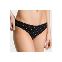 维密舒适简约日常性感丁字裤内裤女70BQ黑色老花Logo格纹-9624 M