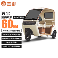 金彭 电动三轮摩托车载人休闲电瓶车家用老年接送孩子时尚篷车