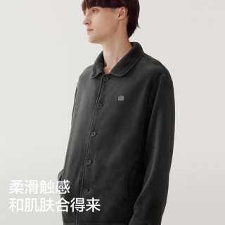 蕉内 绒绒301H睡衣男士法兰绒翻领家居服套装秋冬季保暖加厚加绒 彦灰