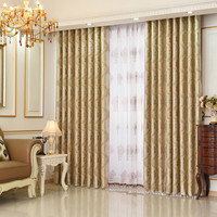 伊帘坊 欧式窗帘加厚布料遮光简欧奢华落地窗飘窗卧室客厅定制成品窗帘 香槟金色(可改高度)
