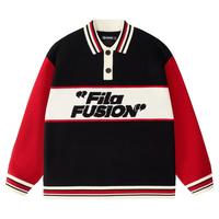 FILA FUSION系列运动针织衫男女同款时尚翻领织衫