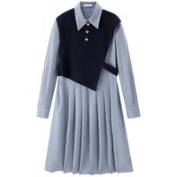 太平鸟 两件套连衣裙 通勤春秋翻领长袖